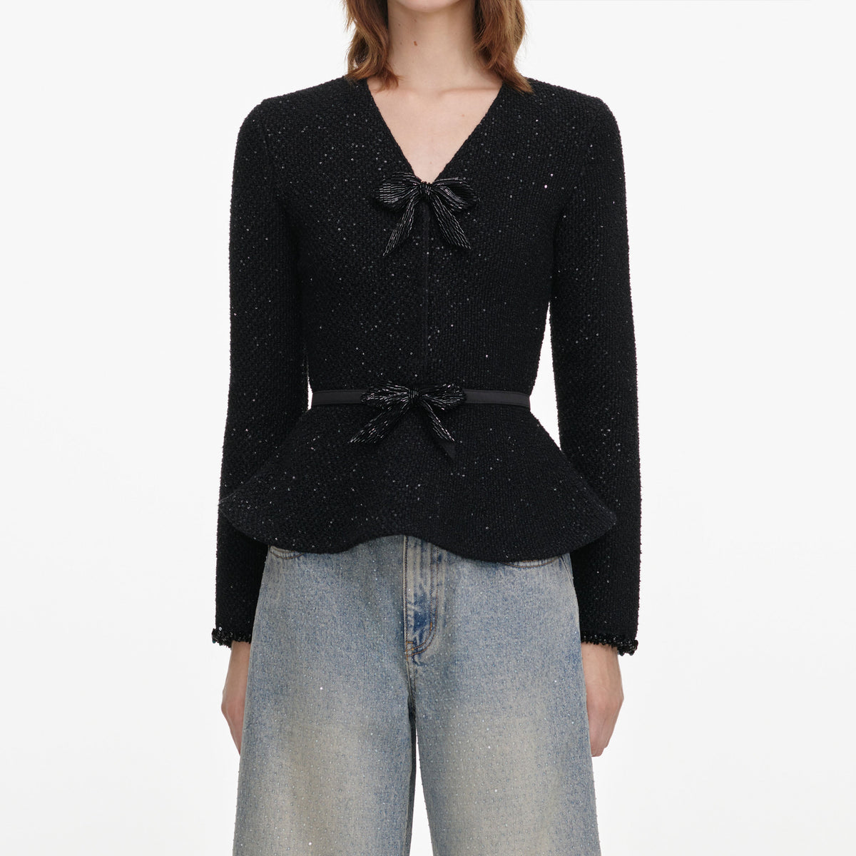 Black Sequin Knit Top