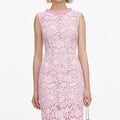 Pink Lace Beaded Trim Midi Dress