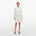 Cream Sequin Boucle Pearl Trim Jacket