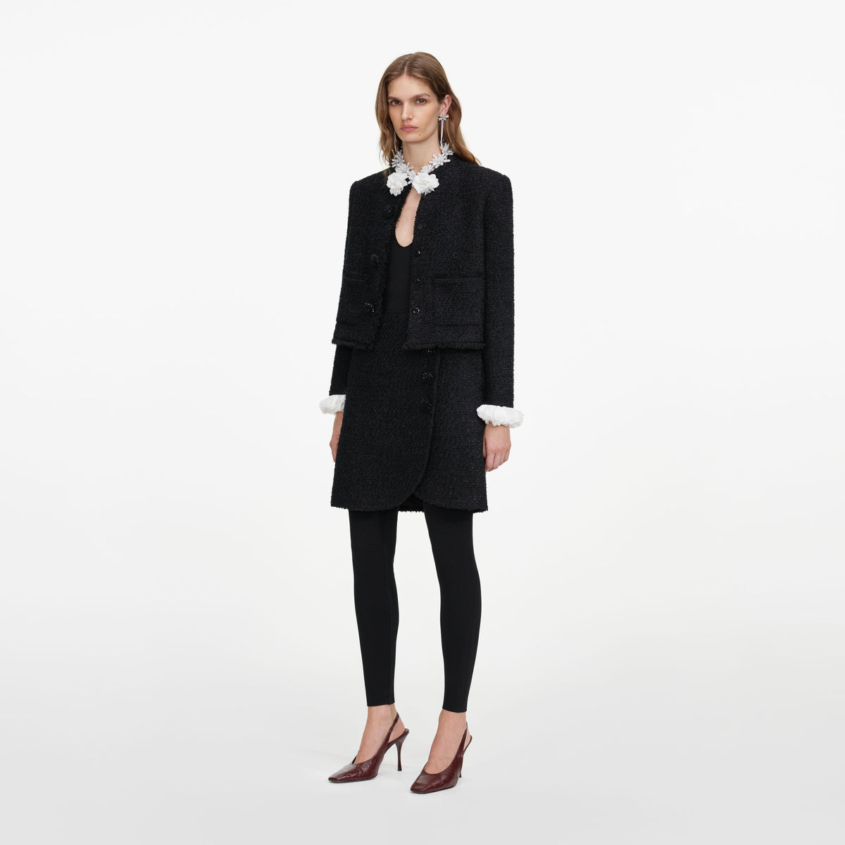 Black Boucle Flower Jacket