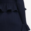 Navy Peplum Knit Midi Dress