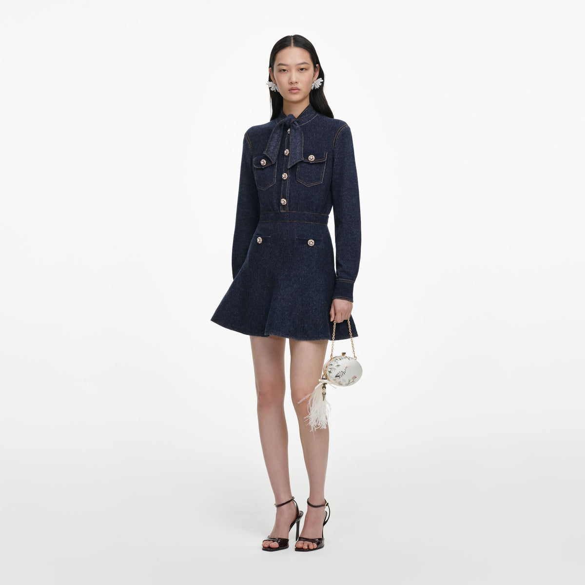 Navy Textured Knit Mini Dress