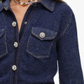 Navy Textured Knit Top