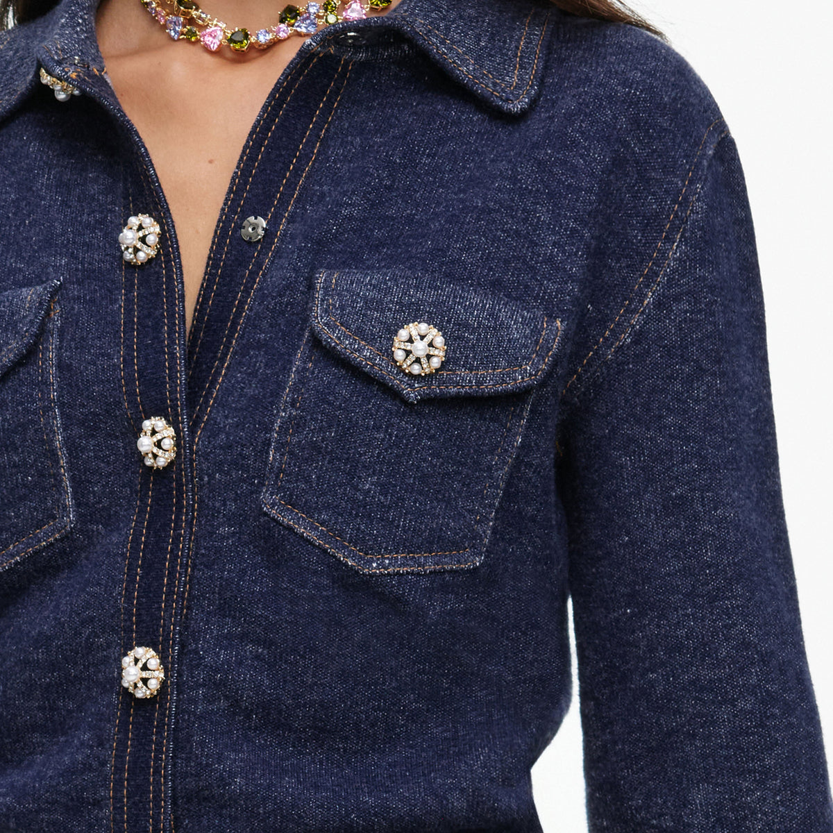 Navy Textured Knit Top