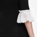 Black Pointelle Lace Knit Mini Dress