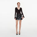 Brown Ruffle Knit Bodysuit