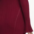 Burgundy Ruffle Knit Midi Dress