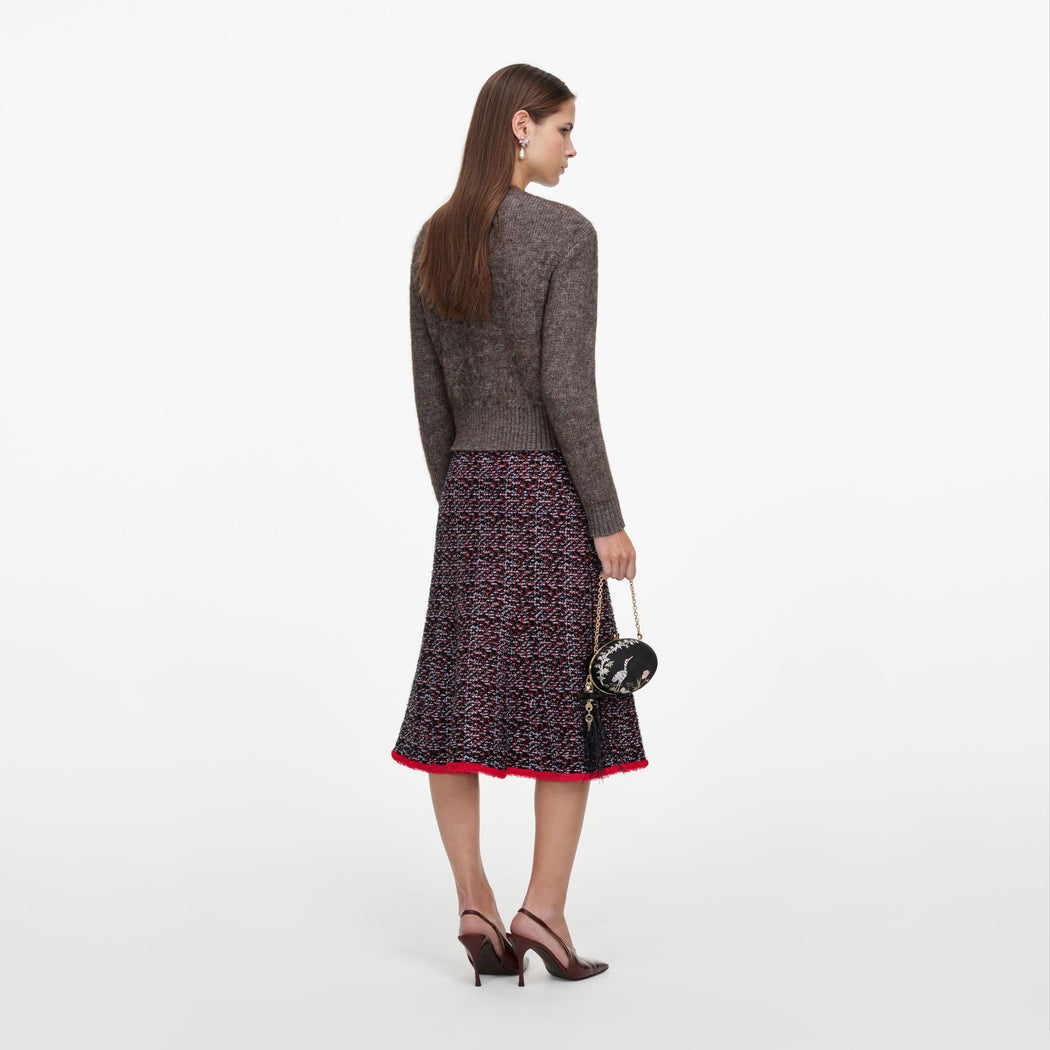 Back view of a woman wearing the Brown Fluffy Knit Cardigan