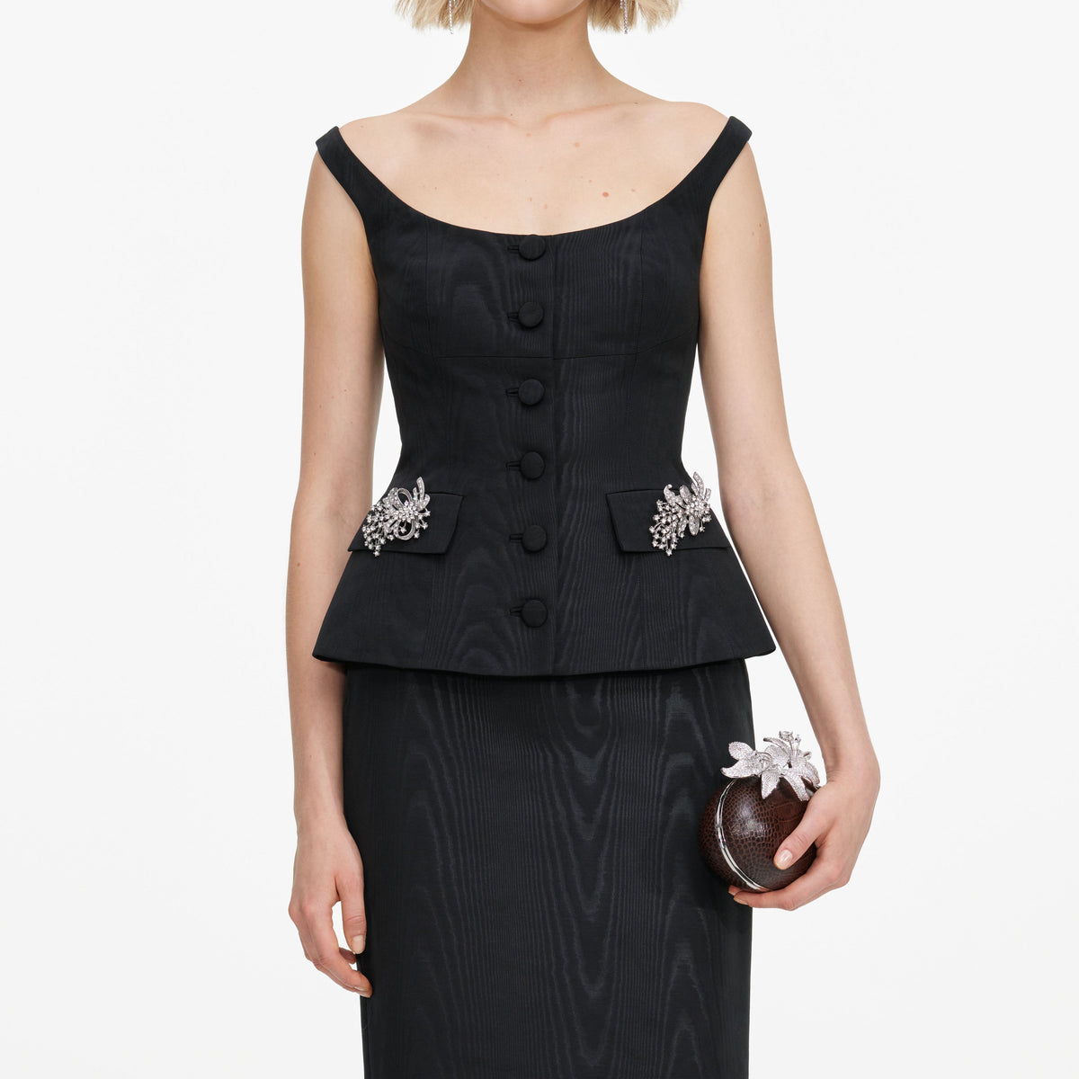 Black Structured Bardot Maxi Dress