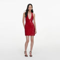 Red Sequin Halter Neck Mini Dress