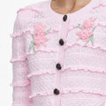 Pink Flower Pointelle Knit Cardigan