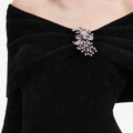 Black Brooch Chenille Knit Top