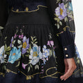Navy Floral Organza Mini Dress