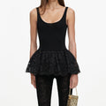 Black Peplum Viscose Knit Top