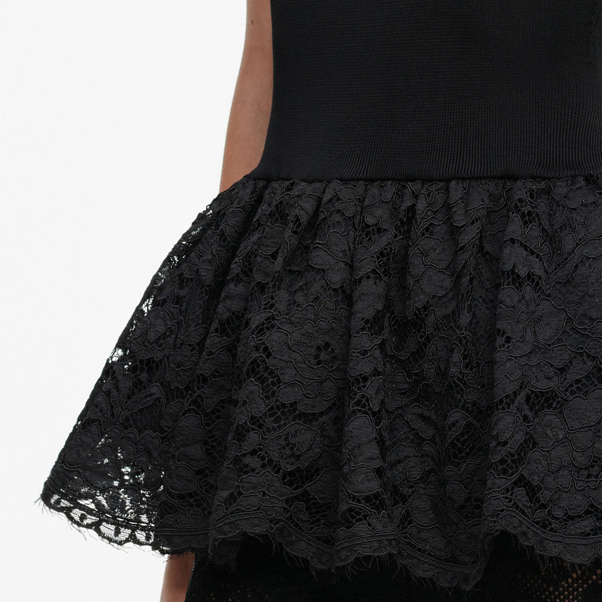 Black Peplum Viscose Knit Top