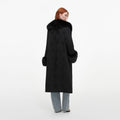 Black Jacquard Fur Collar Coat