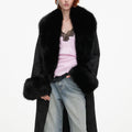 Black Jacquard Fur Collar Coat