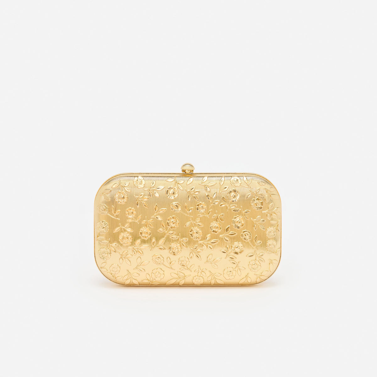 Gold Floral Engraved Clutch Bag