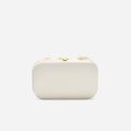 Cream Satin Floral Textured Clutch Bag