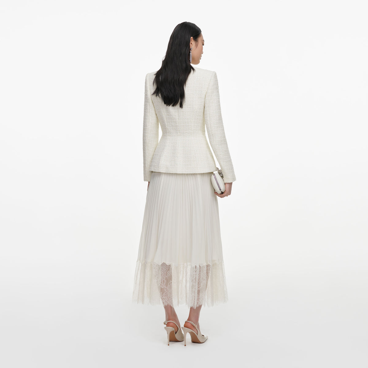 Cream Boucle Wrap Midi Dress