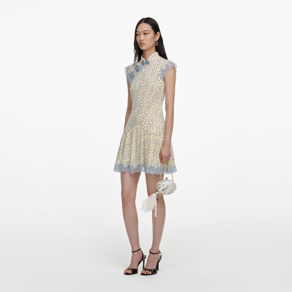 Yellow Devore Polka Dot Mini Dress