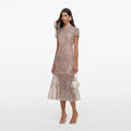Silver Sequin Embellished Midi Dress