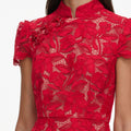 Red Lace Midi Dress