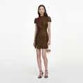 Black Velvet Flower Mini Dress