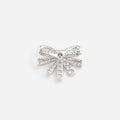 Silver Crystal Bow Brooch