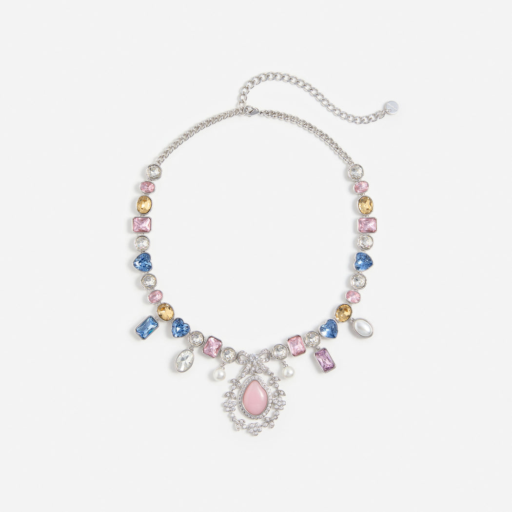 Multi Crystal Bow Necklace