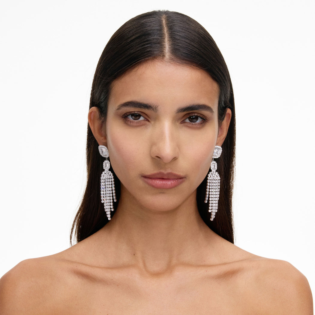 Silver Crystal Multi Droplet Earrings