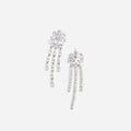 Silver Crystal Flower Droplet Earrings