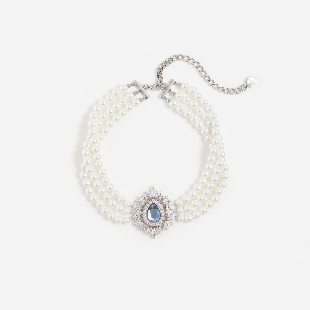 Pearl Blue Crystal Choker
