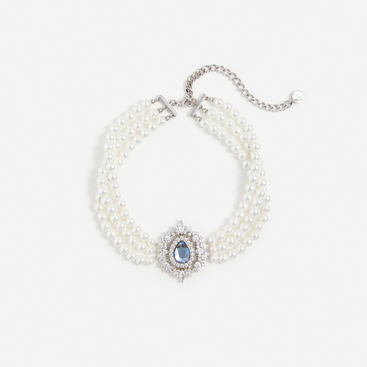 Pearl Blue Crystal Choker