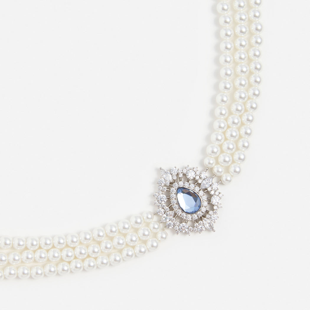 Pearl Blue Crystal Choker