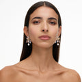 Gold Multi Crystal Bow Droplet Earrings