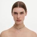 Gold Multi Crystal Bow Droplet Necklace