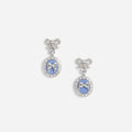 Blue Crystal Bow Cameo Earrings