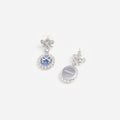 Blue Crystal Bow Cameo Earrings