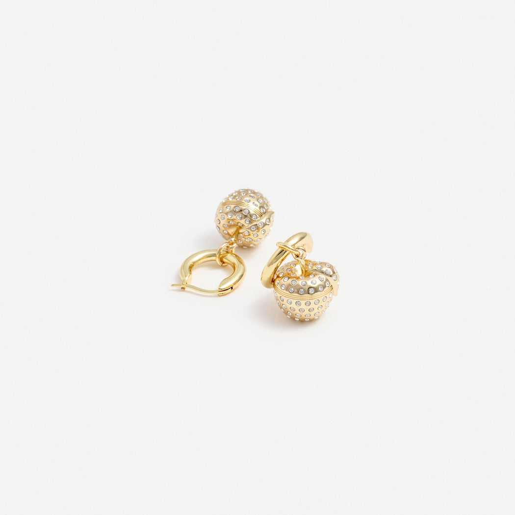 Gold Crystal Apple Hoop Earrings