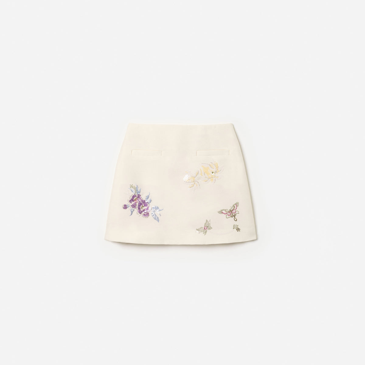 Cream Floral Jacquard Skirt