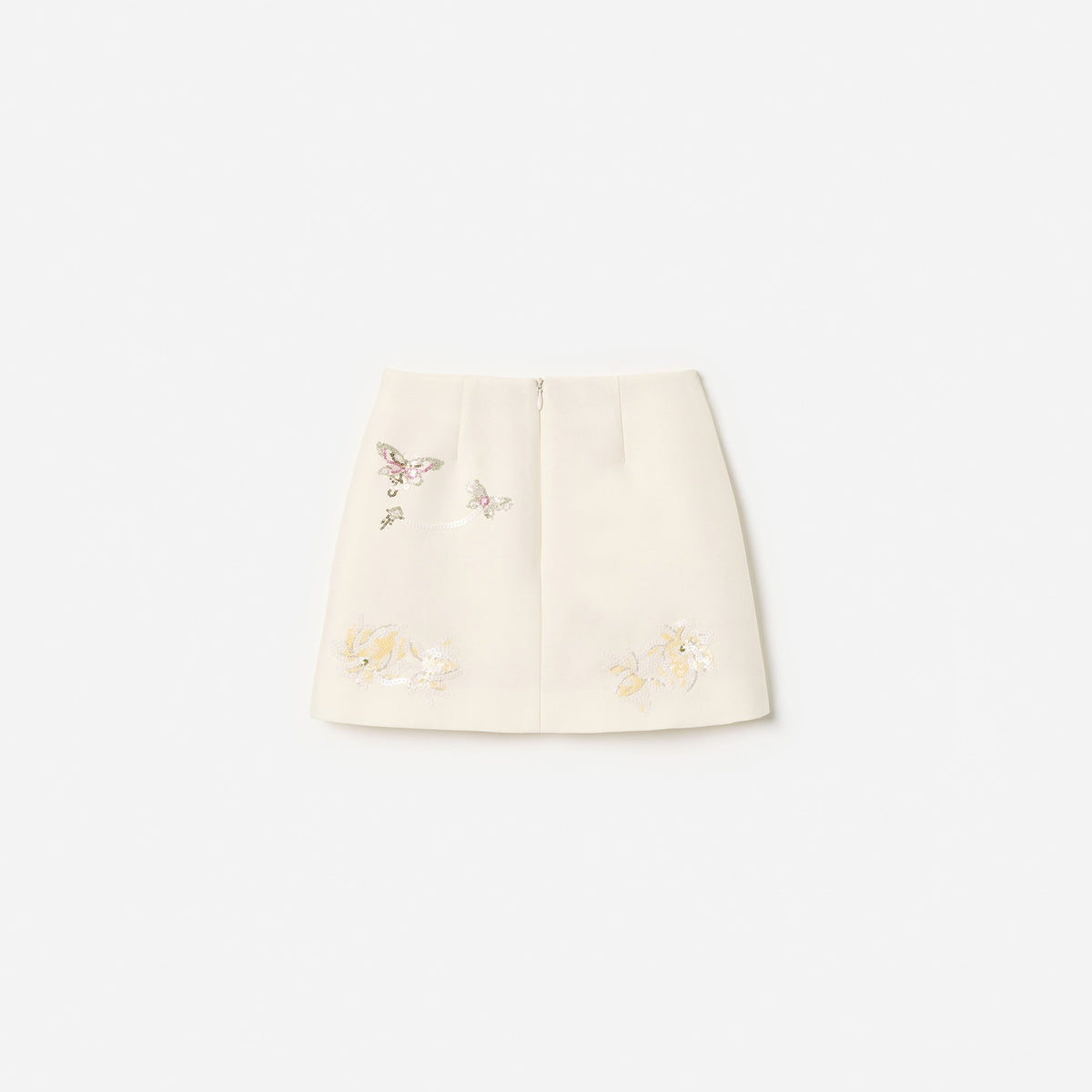 Cream Floral Jacquard Skirt