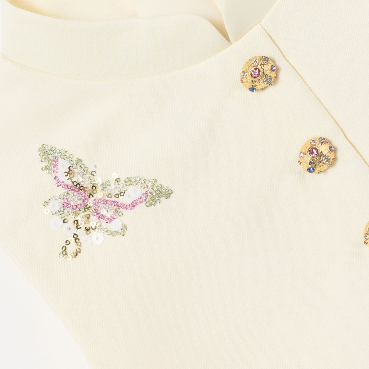 Cream Floral Jacquard Sleeveless Dress