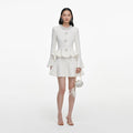 White Textured Knit Mini Dress