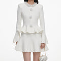 White Textured Knit Mini Dress