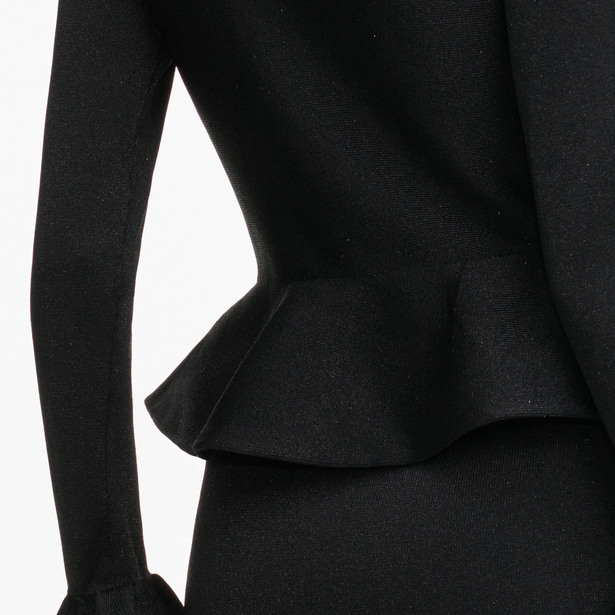 Black Crystal Trim Knit Midi Dress