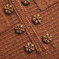 Brown Textured Knit Midi Dress