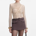 Champagne Rhinestone Gathered Top