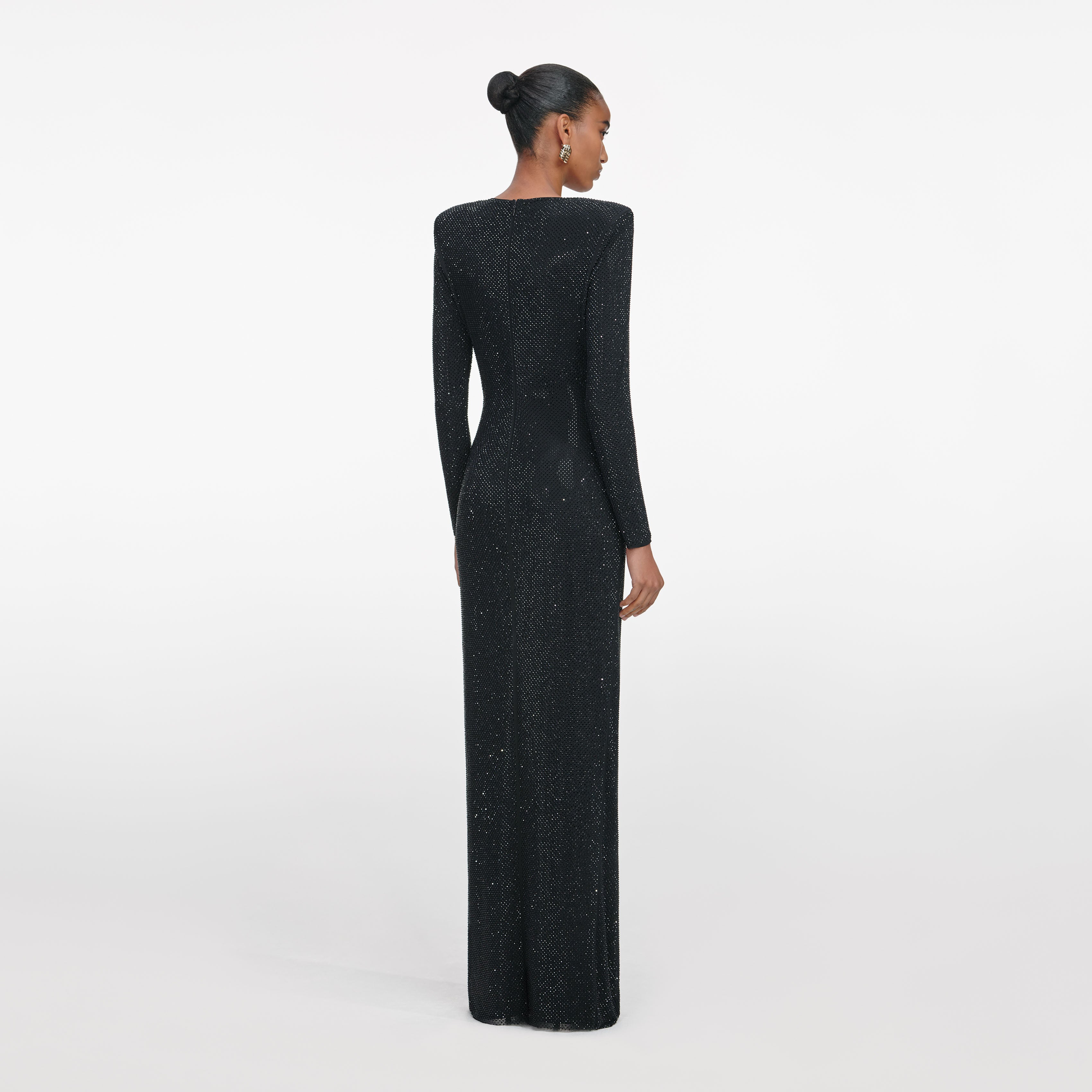 Black Rhinestone Embellished Maxi Dress
