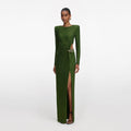Olive Rhinestone Embellished Maxi Dress